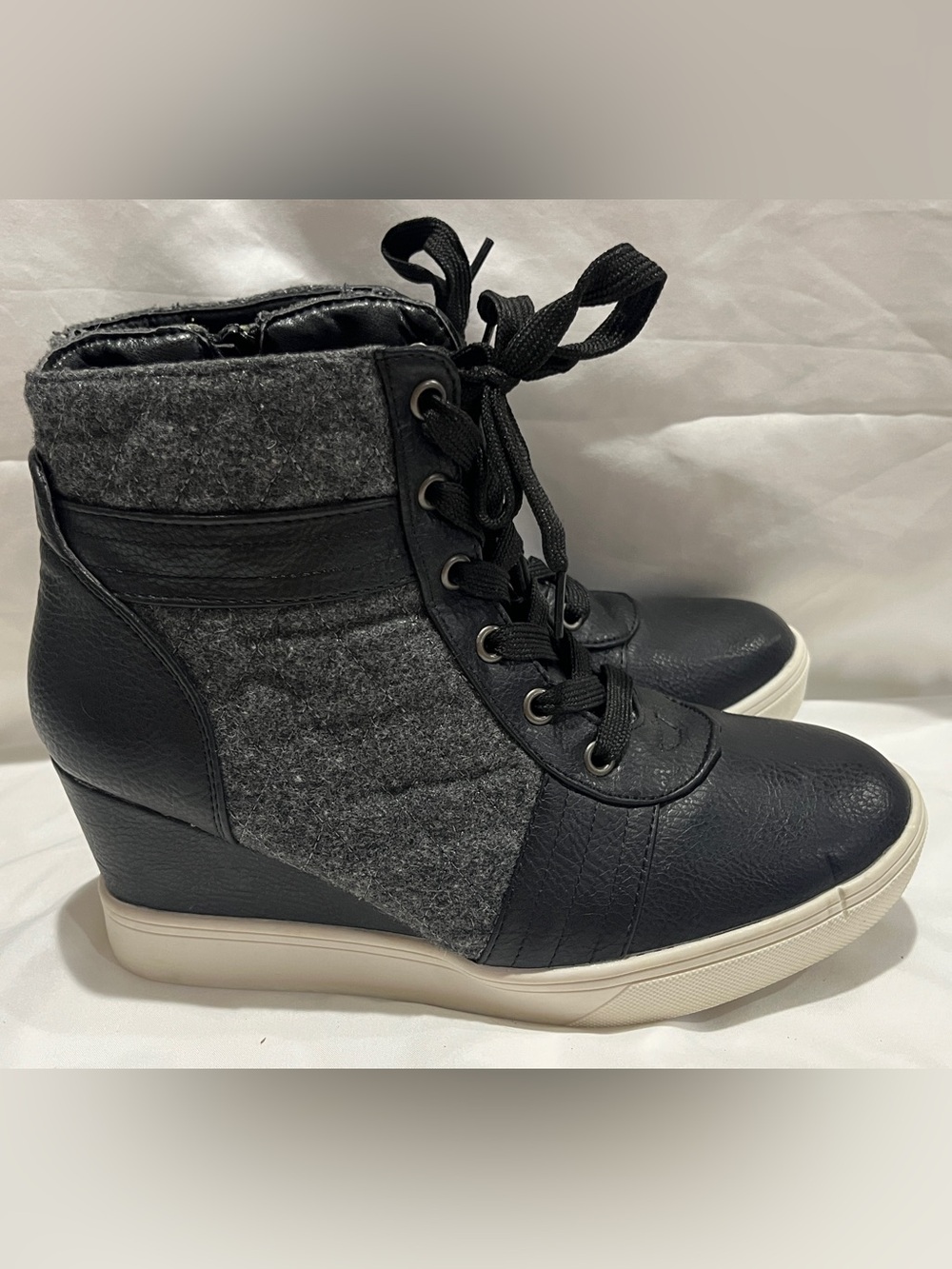 Maurices Black and Gray Wedge Ankle Boots